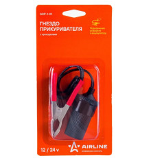 Прикуриватель 12/24В 60 Вт с крокодилами 5А Airline ASP-1-01