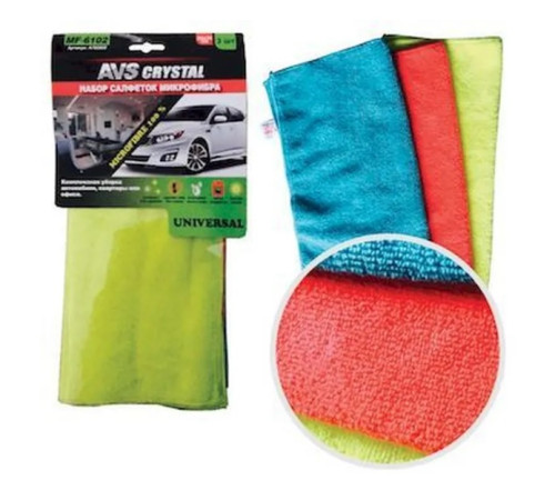 Салфетка AVS микрофибра 30*30 3шт MFN-6102 А78282S