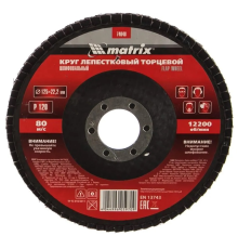 Круг лепестковый торцевой P120, 125 х 22,2 мм Matrix 74048