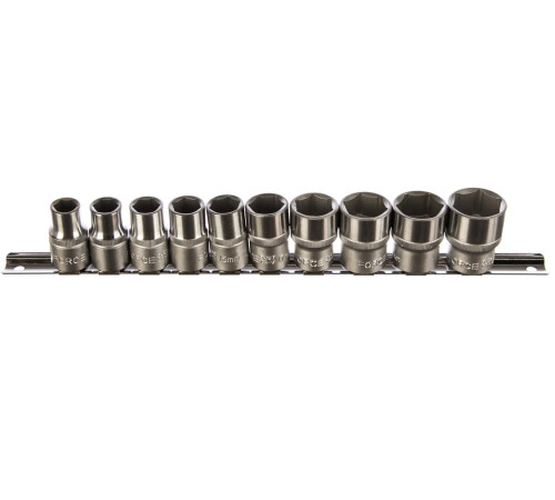 Набор головок 1/2" 6гр. 11-24 мм 10 пр.на планке FORCE 4106
