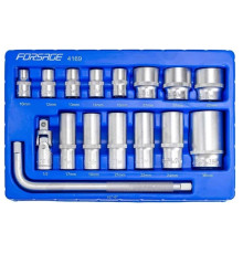 Набор головок 1/2" 12гр. 10-32 мм 16пр. на планке FORSAGE F-4161-9