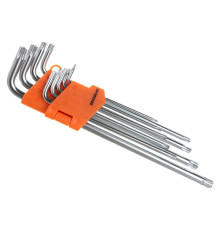Ключи Г-образные удлинненые  с отверстием TORX 9пр. Т10-Т50 АвтоДело 39156