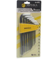 Ключи шестигранные Г-образные 1,5-10мм 10пр. Эврика ER-15101L