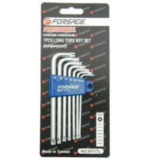 Ключи Г-образные TORX с отверстием длинные 7пр. Т10H-Т40H  FORSAGE F-5071TXL