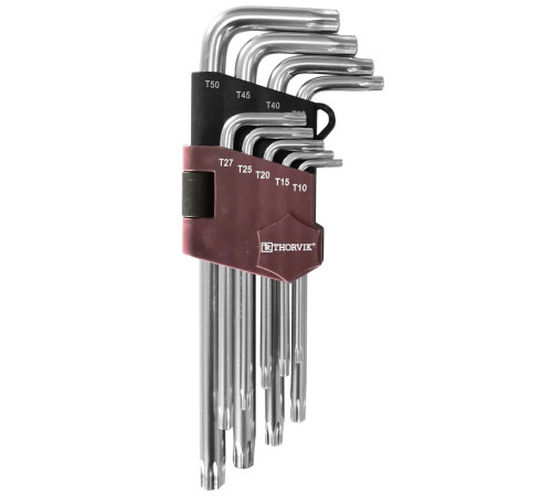 Ключи Г-образные TORX 9пр. Т10Н-Т50Н центрированный штифт Thorvik TTK9S