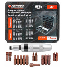 Отвертка Ударная с набором бит 17пр. FORSAGE F-5171