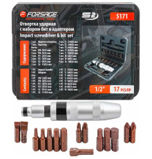 Отвертка Ударная с набором бит 17пр. FORCE F5171