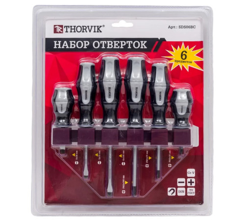 Отвертки набор 6 пр. Thorvik SDS06BС на держателе