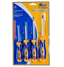 Отвертки набор 4пр. магн/двухкомпонентн рукоятки KRAFT КТ700401