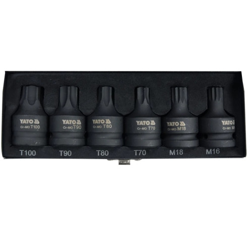 Набор головок-бит ударных 3/4" SPLINE/TORX  6 пр. YATO YT-10653