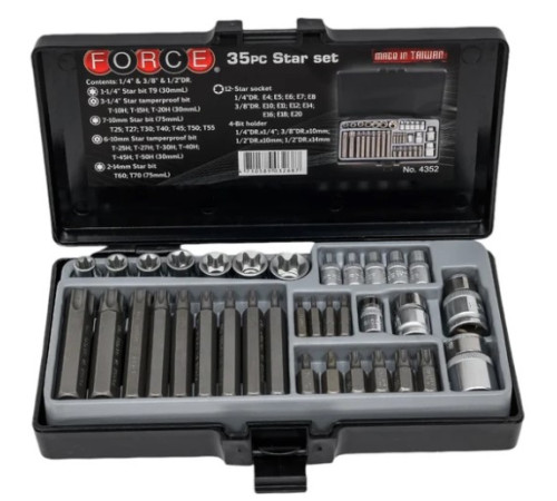 Набор вставок 1/2,3/8,1/4 TORX 35пр. Force 4352