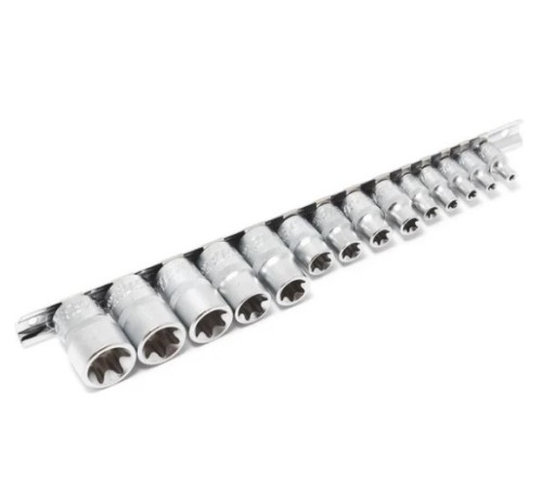 Набор головок Torx 1/4" Е4-Е8 3/8" Е10-Е14 1/2" Е16-Е24на планке Forsage 4158